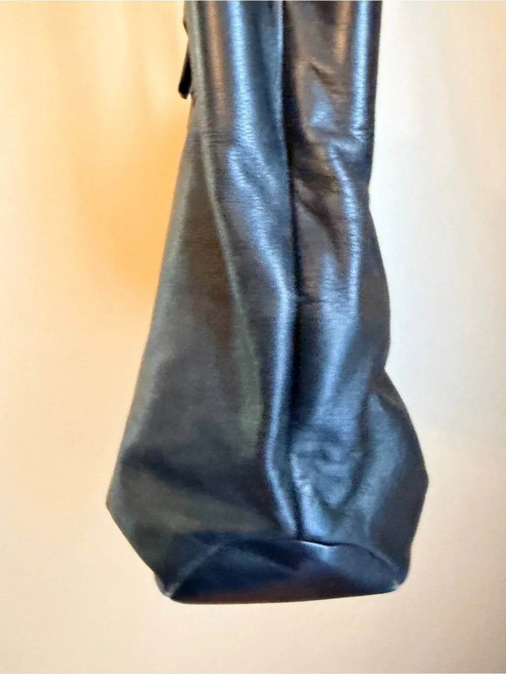 Coach F17216 Soho North South Black Leather Tote Shoulder Bag Blue Liner No Tag